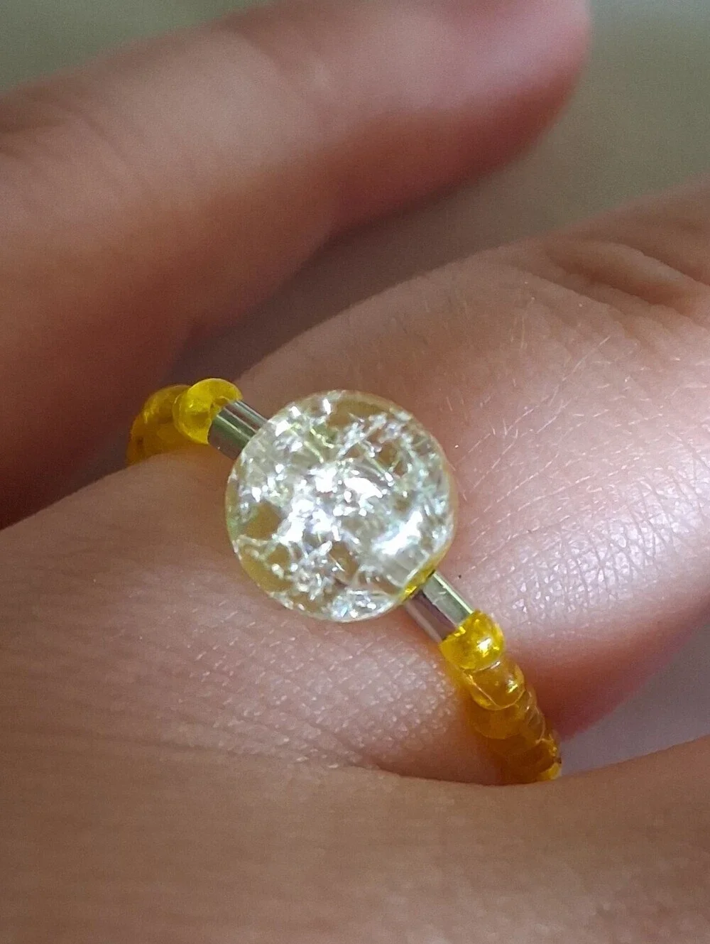 5/$25 Yellow Beaded Glass Accent Ring - Women's Jewelry 6,7,8